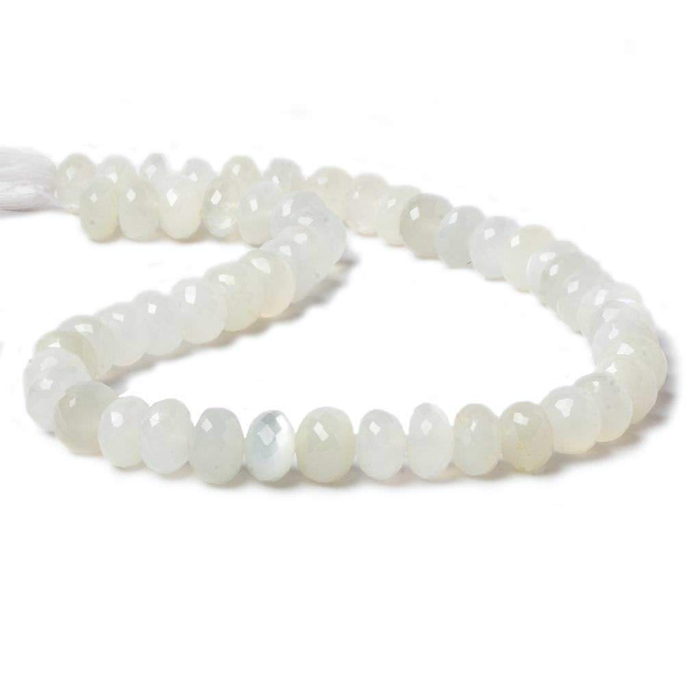 9 - 14mm White Moonstone Faceted Rondelles 47 beads - The Bead Traders