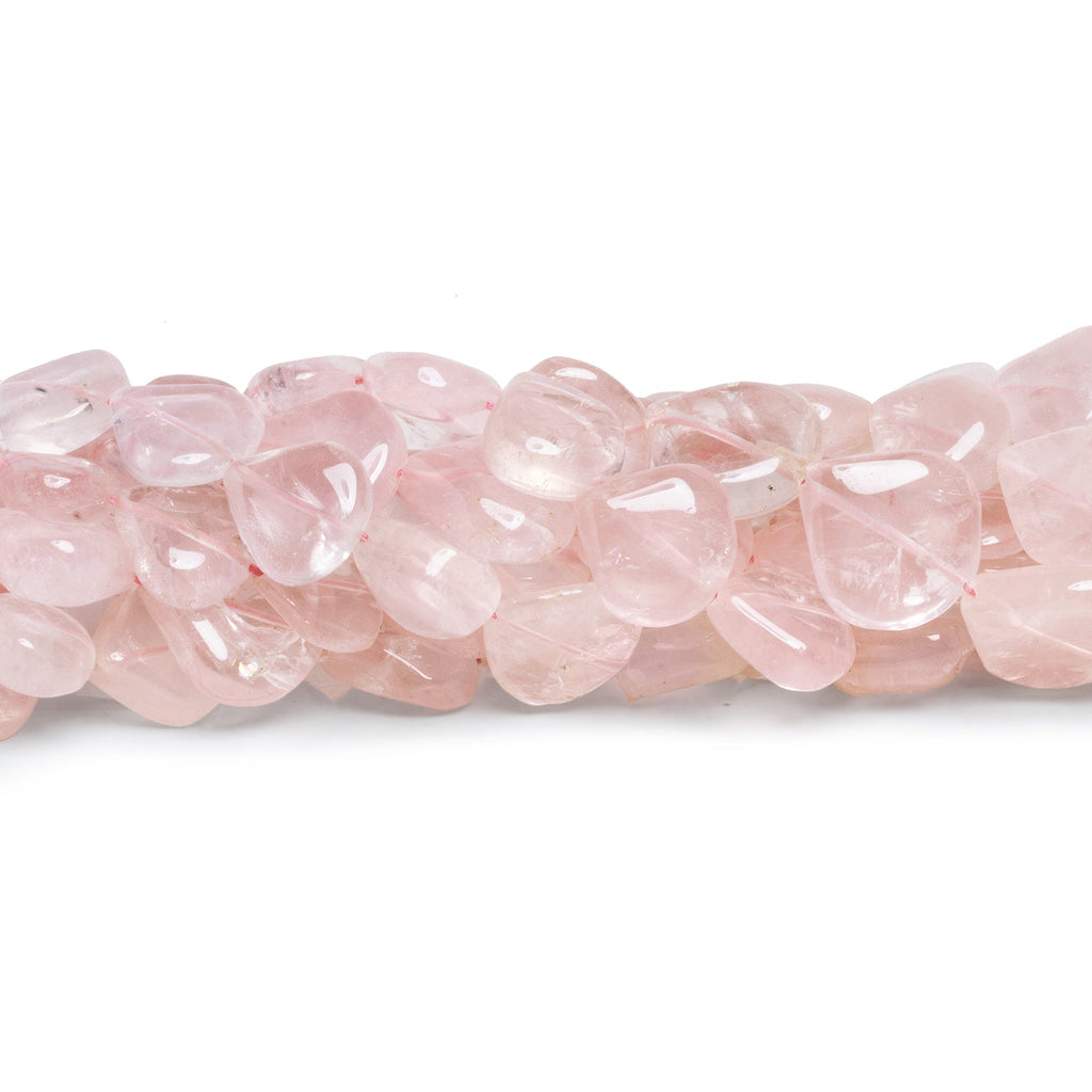 9-18mm Rose Quartz Plain Hearts 12 inch 21 beads - The Bead Traders