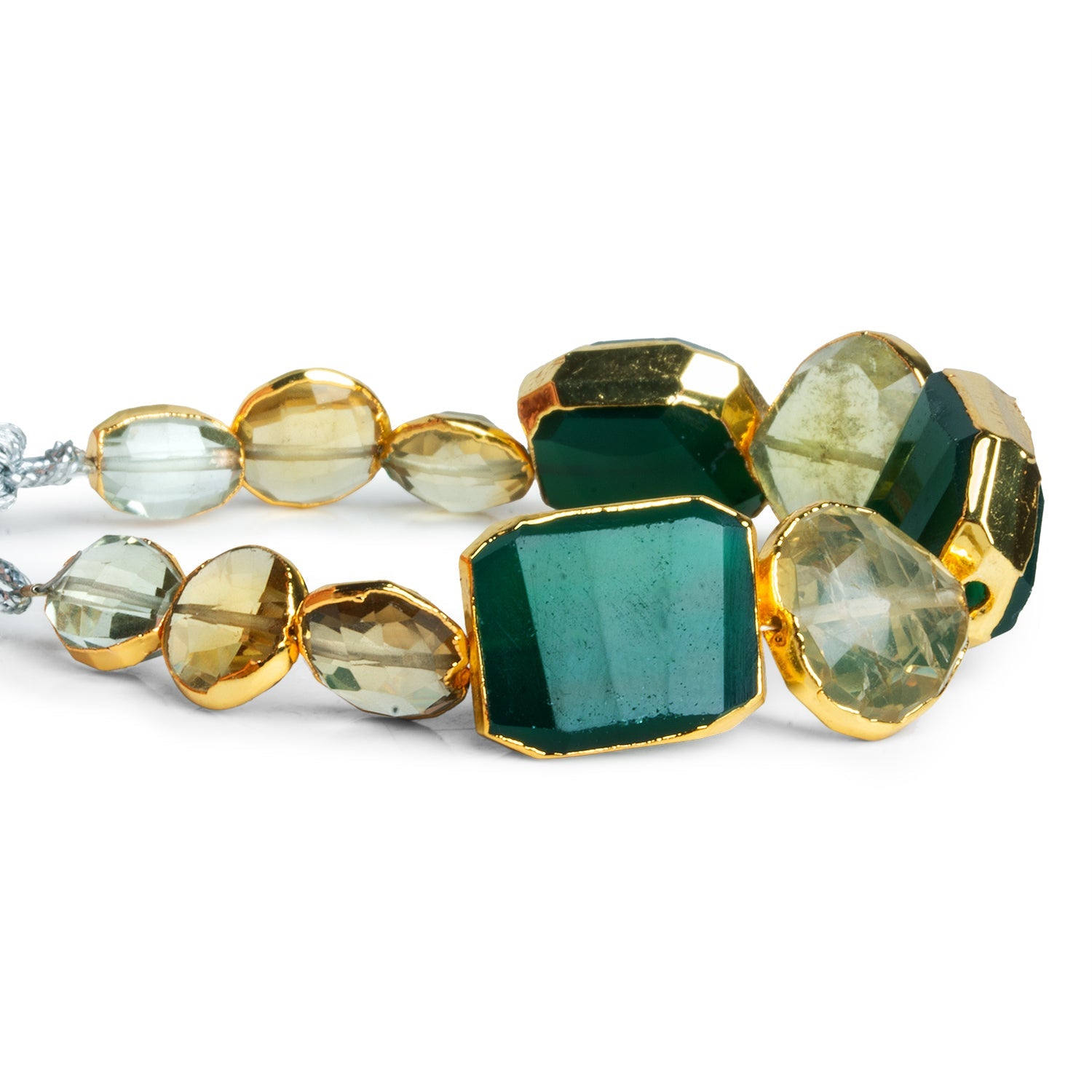 9 - 20mm Gold Leafed Multi Gemstone Faceted Beads 6 inch 11 beads - The Bead Traders