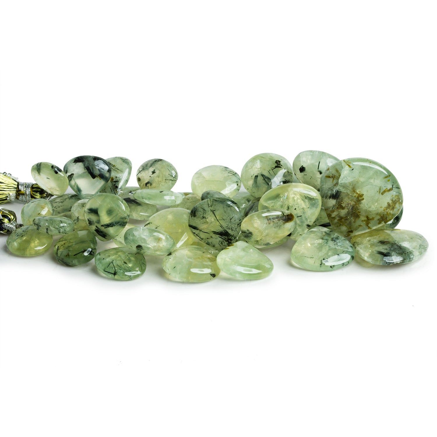 9 - 23mm Prehnite Plain Hearts 8 inch 41 beads - The Bead Traders