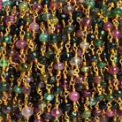 4.5mm MultiColor Tourmaline plain rondelle Gold plated Chain by the foot - The Bead Traders