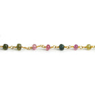 4.5mm MultiColor Tourmaline plain rondelle Gold plated Chain by the foot - The Bead Traders