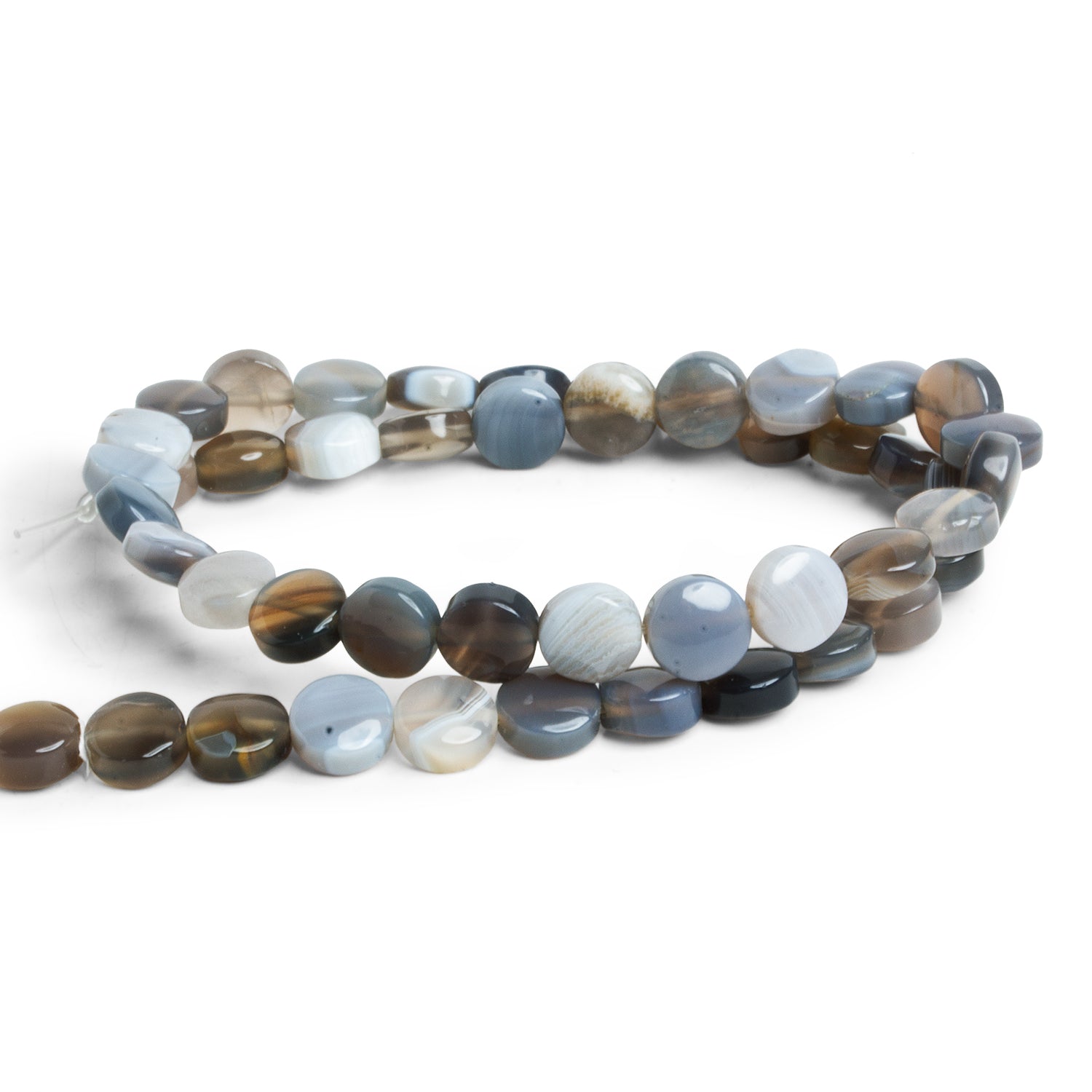 9mm Botswana Agate Plain Coins 16 inch 45 beads - The Bead Traders