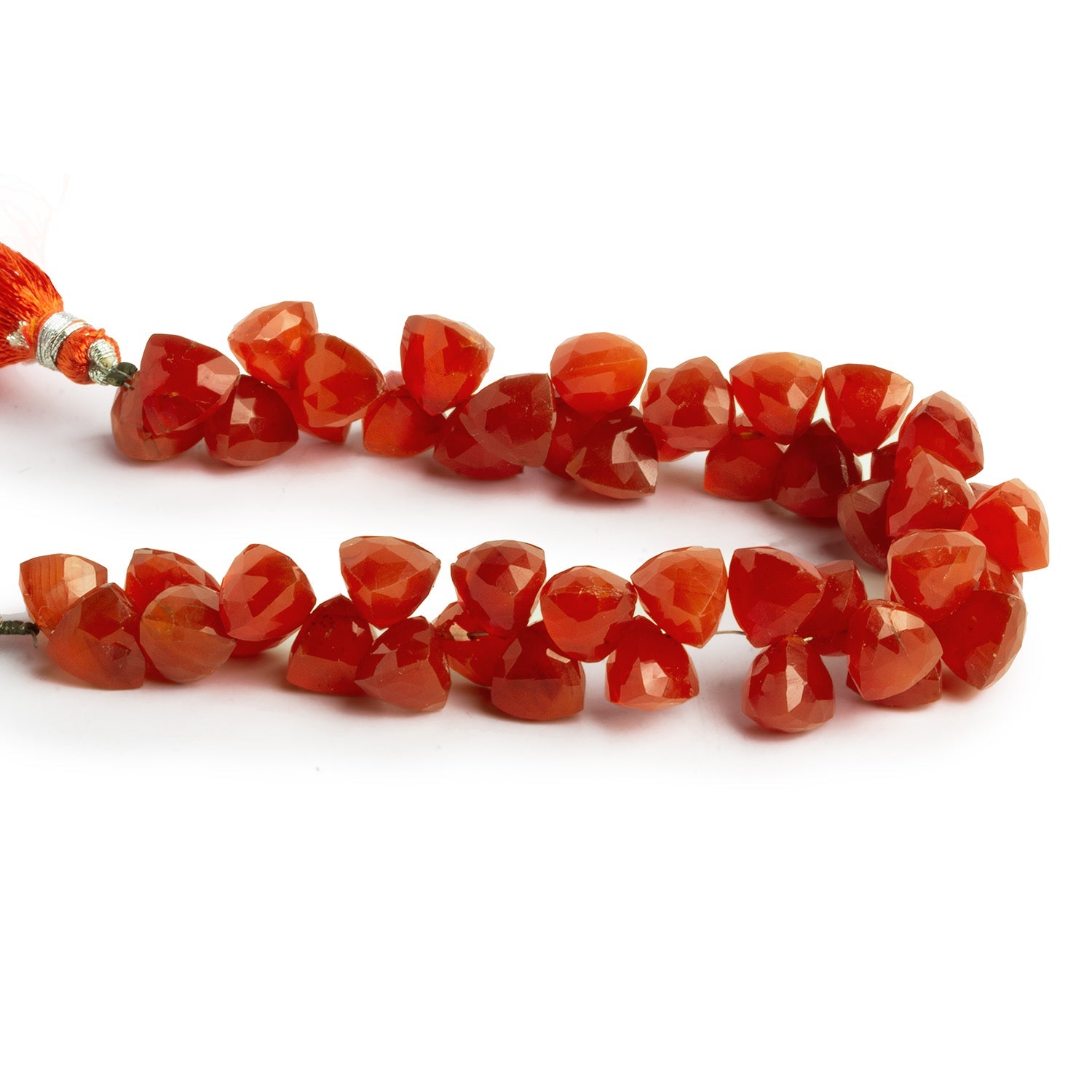 9mm Carnelian Top Drilled Faceted Trillions 8 inch 48 beads - The Bead Traders