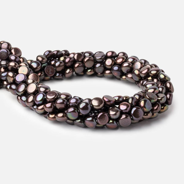 9mm Dark Peacock Brown Button Freshwater Pearls 16 inch 45 pieces