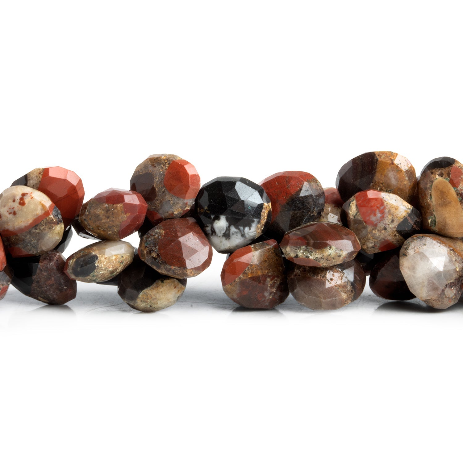 9mm Jasper Faceted Hearts 8 inch 45 beads - The Bead Traders