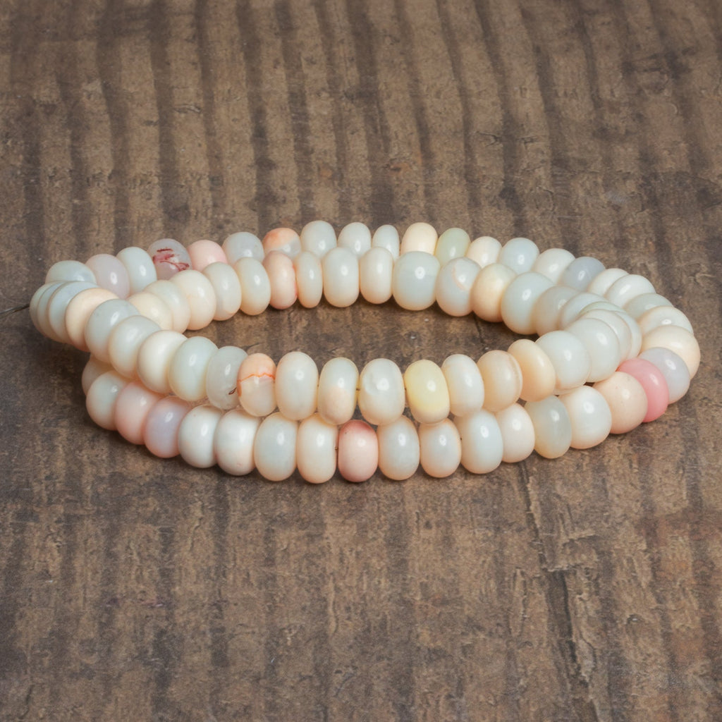 9mm Light Peach Opal Plain Rondelles 16 inch 70 beads - The Bead Traders