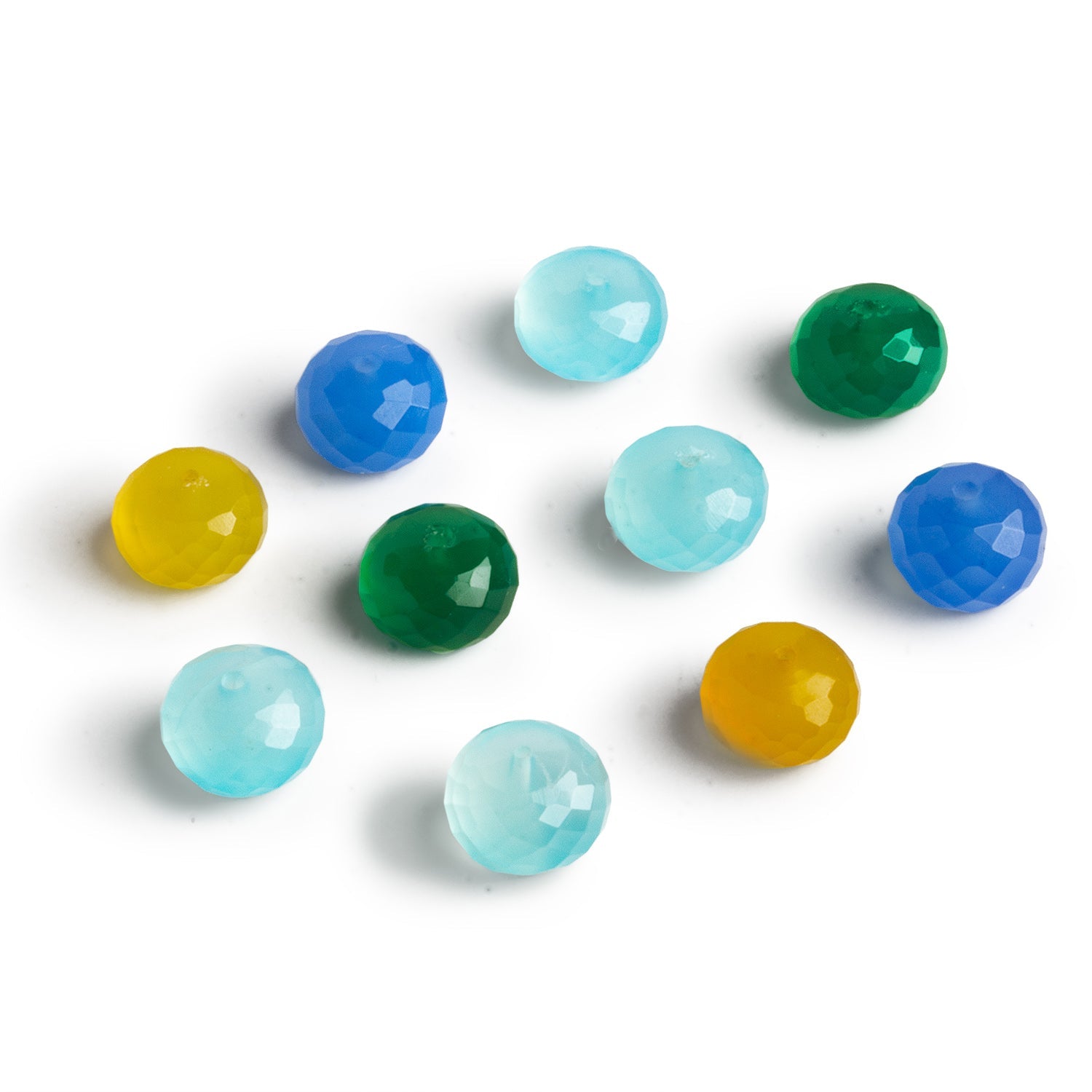9mm Multi Chalcedony Faceted Rondelles 10 Beads - The Bead Traders