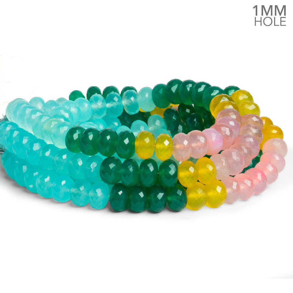 9mm Multicolor Chalcedony 1mm Large Hole Rondelles 16 inch 65 beads - The Bead Traders