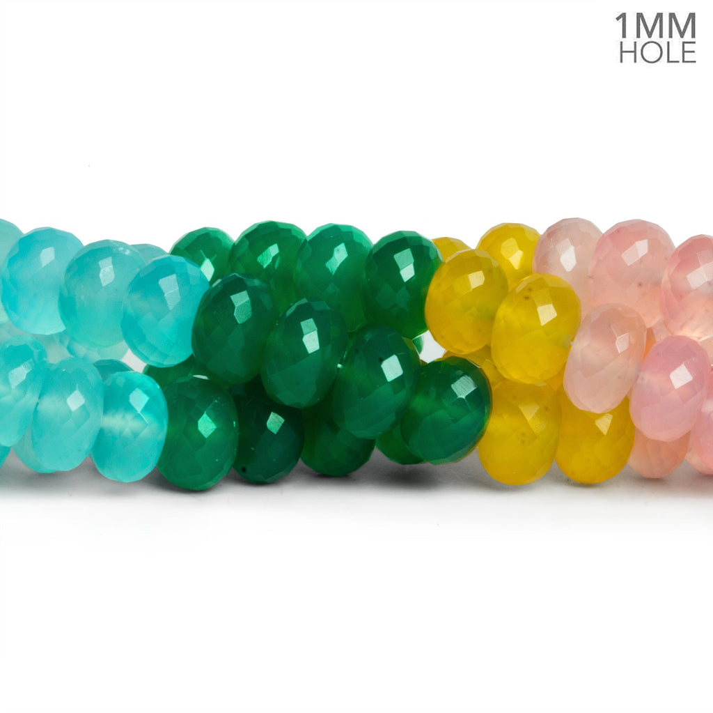 9mm Multicolor Chalcedony 1mm Large Hole Rondelles 16 inch 65 beads - The Bead Traders