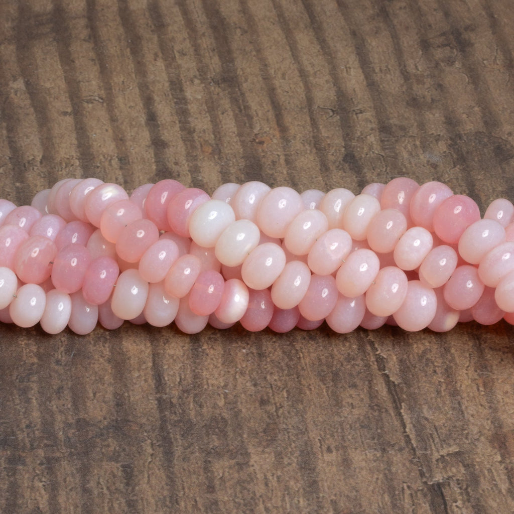 9mm Pink Opal Plain Rondelles 16 inch 68 beads - The Bead Traders