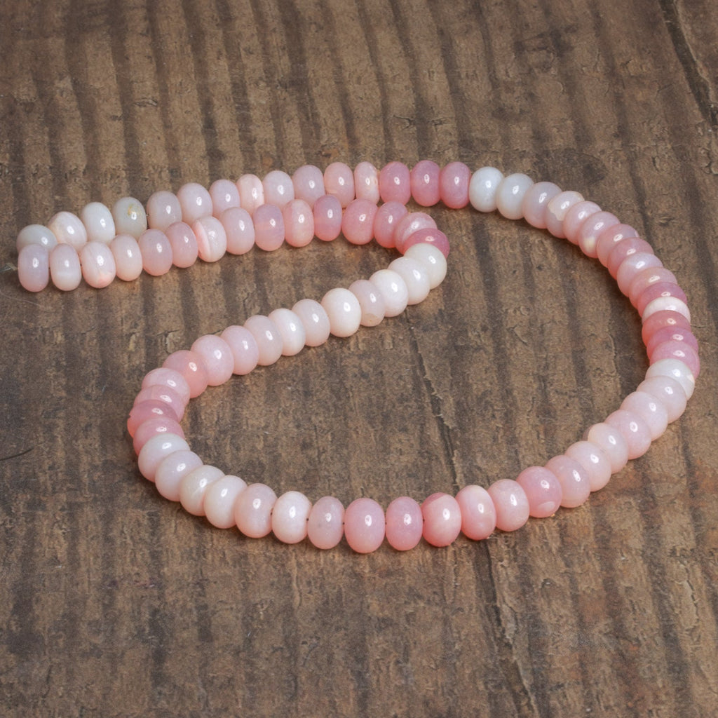 9mm Pink Opal Plain Rondelles 16 inch 68 beads - The Bead Traders
