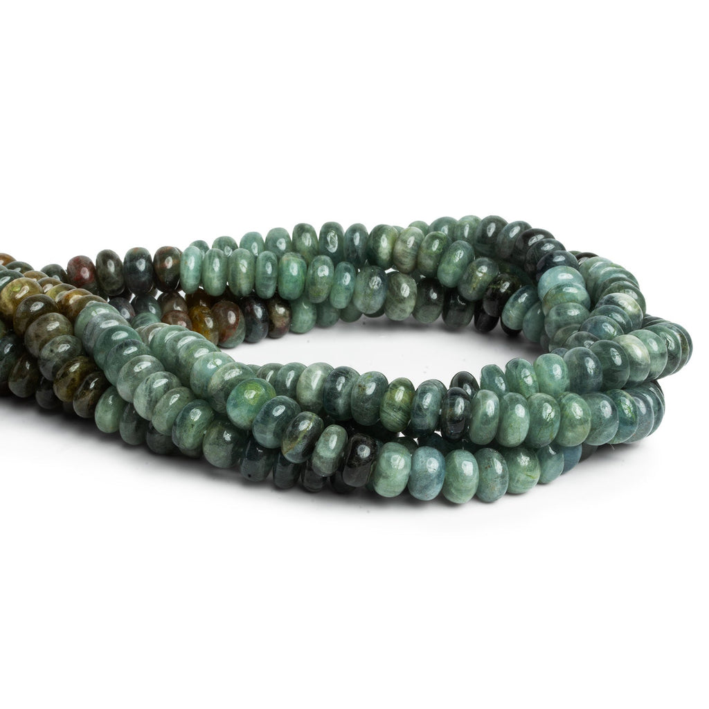 9mm Shaded Moss Aquamarine Plain Rondelles 12 inch 68 beads - The Bead Traders