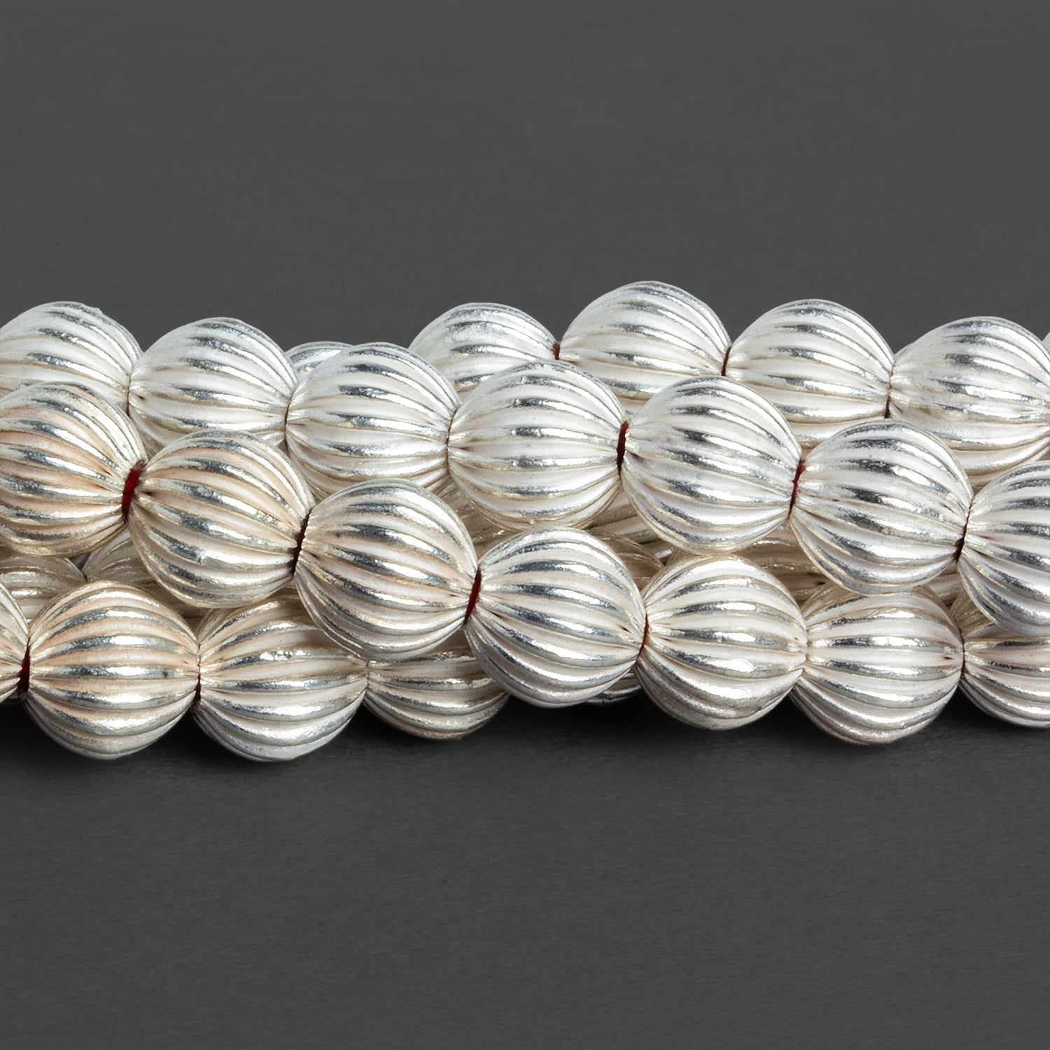 9mm Silver Plated Copper Corrugated Rounds 8 inch 23 beads - The Bead Traders