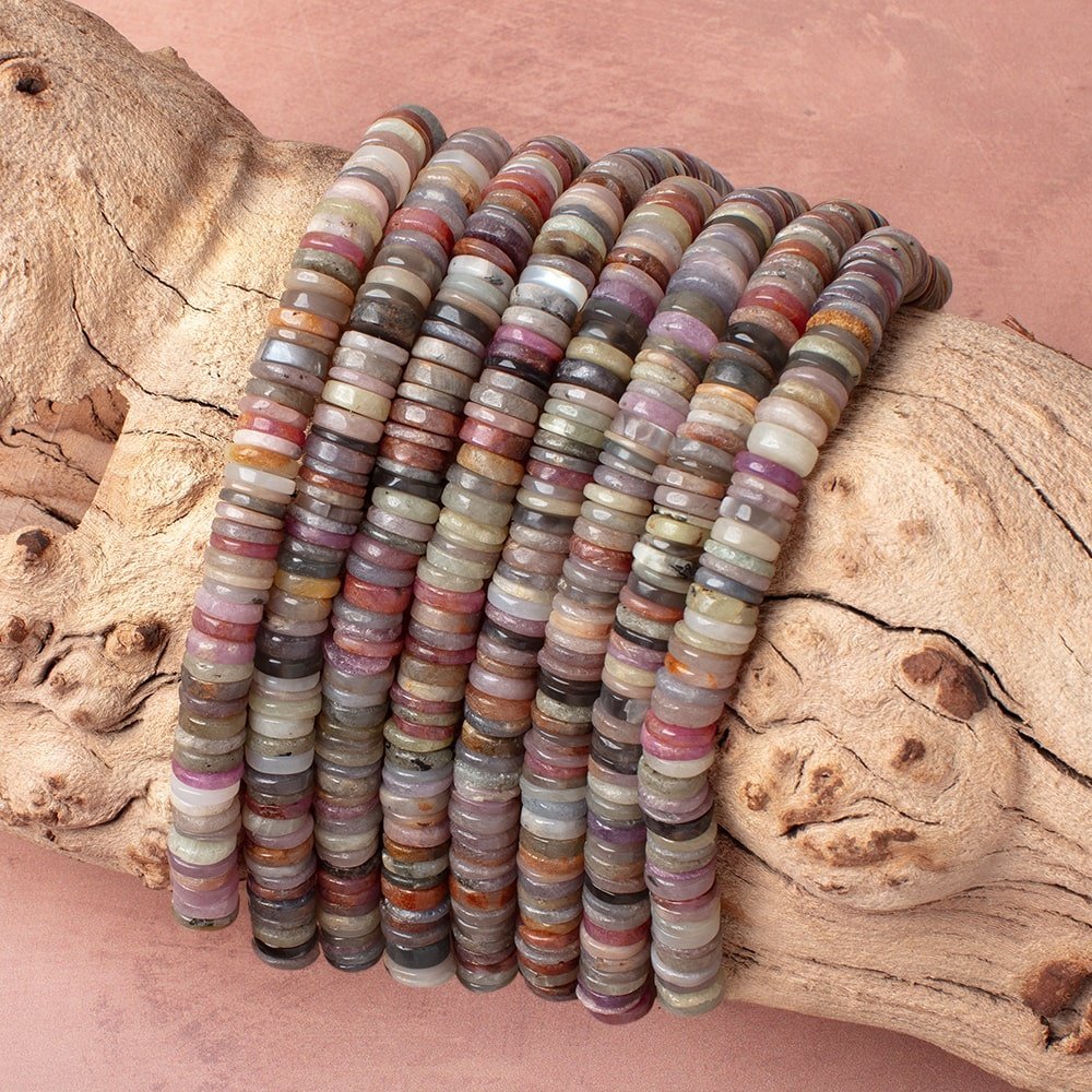 9mm Umba Sapphire Plain Heishis 8 inch 98 beads - The Bead Traders