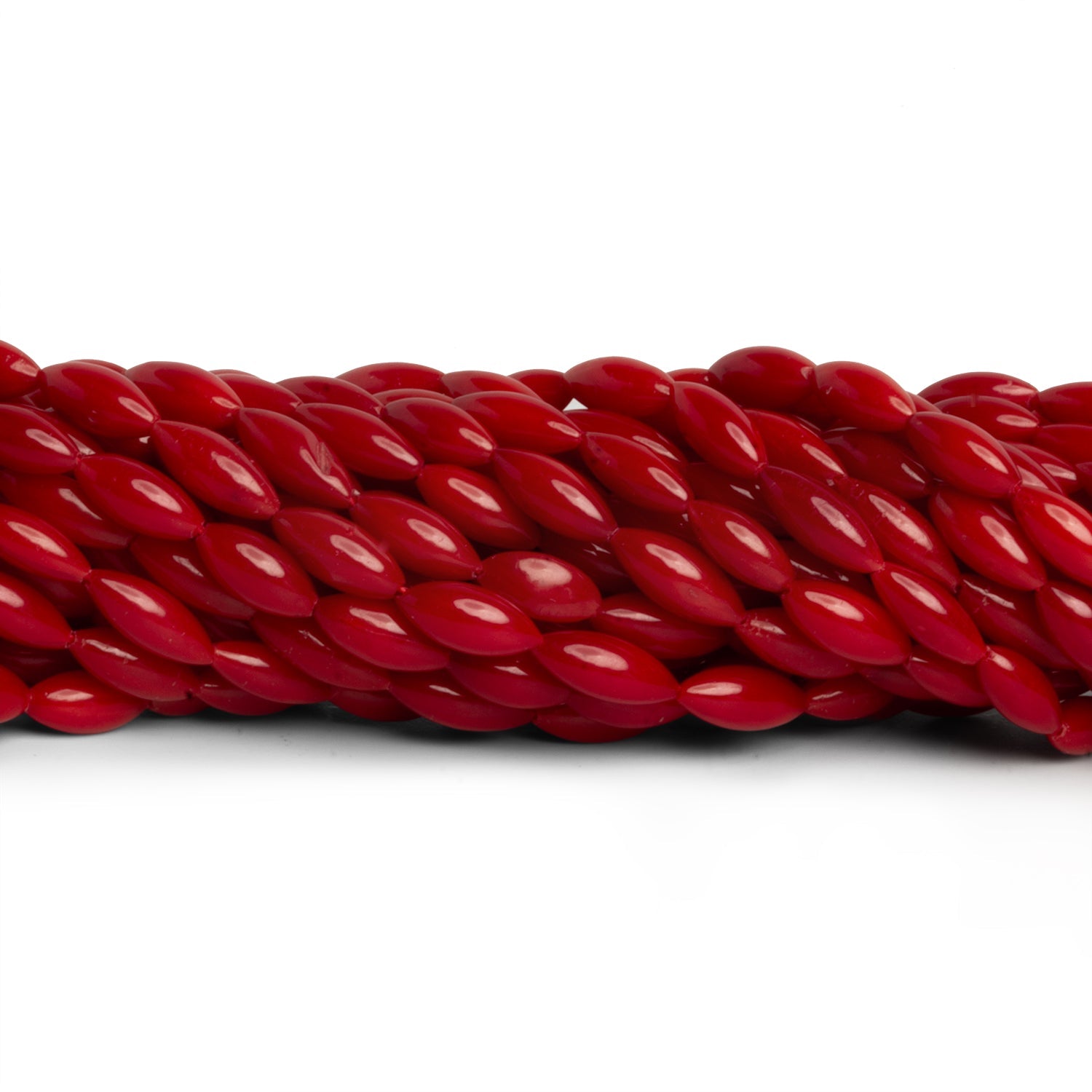 9x3mm Red Coral Rice 16 inch 50 beads - The Bead Traders