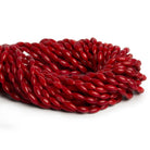 9x3mm Red Coral Rice 16 inch 50 beads - The Bead Traders