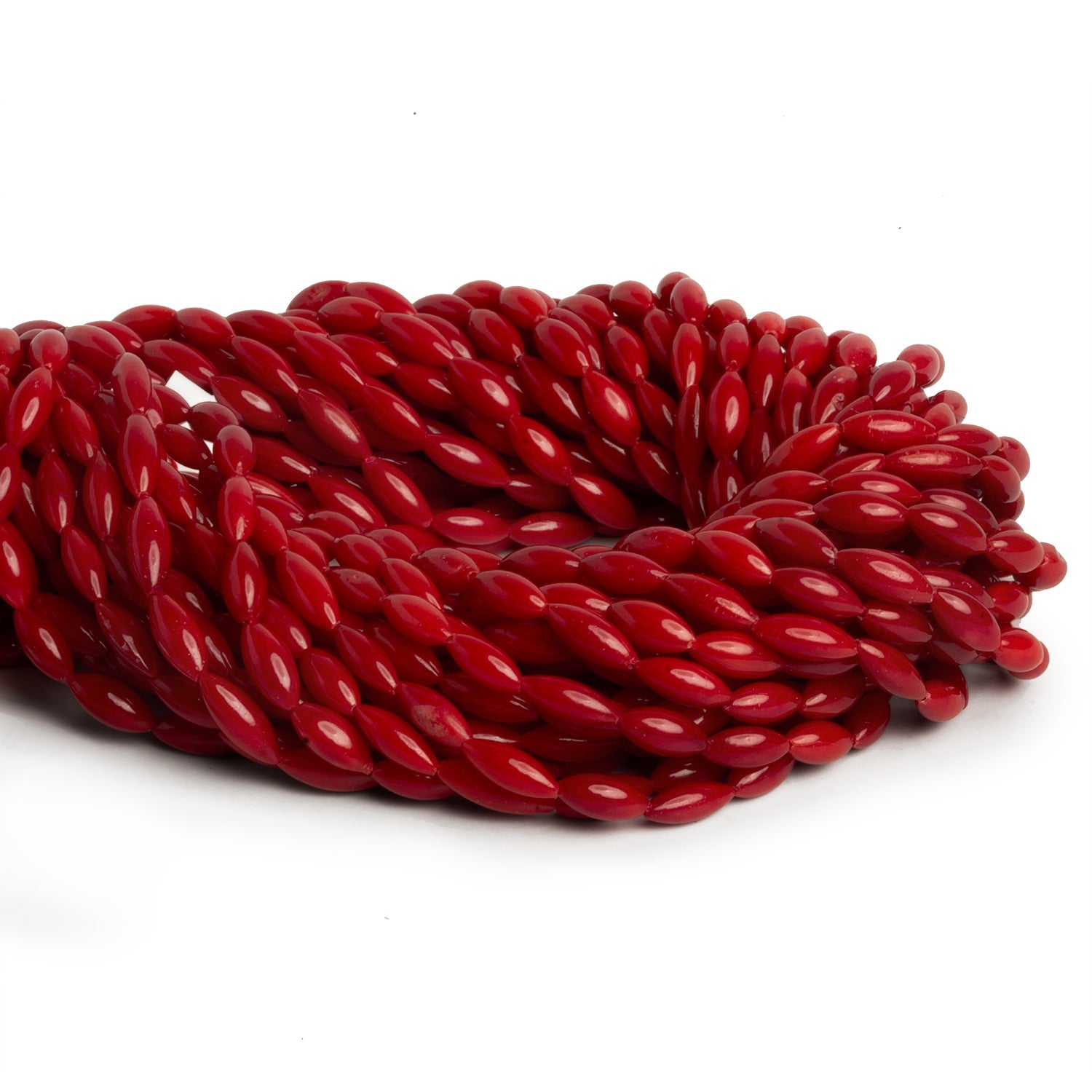 9x3mm Red Coral Rice 16 inch 50 beads - The Bead Traders
