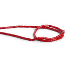 9x3mm Red Coral Tubes 16 inch 44 beads - The Bead Traders