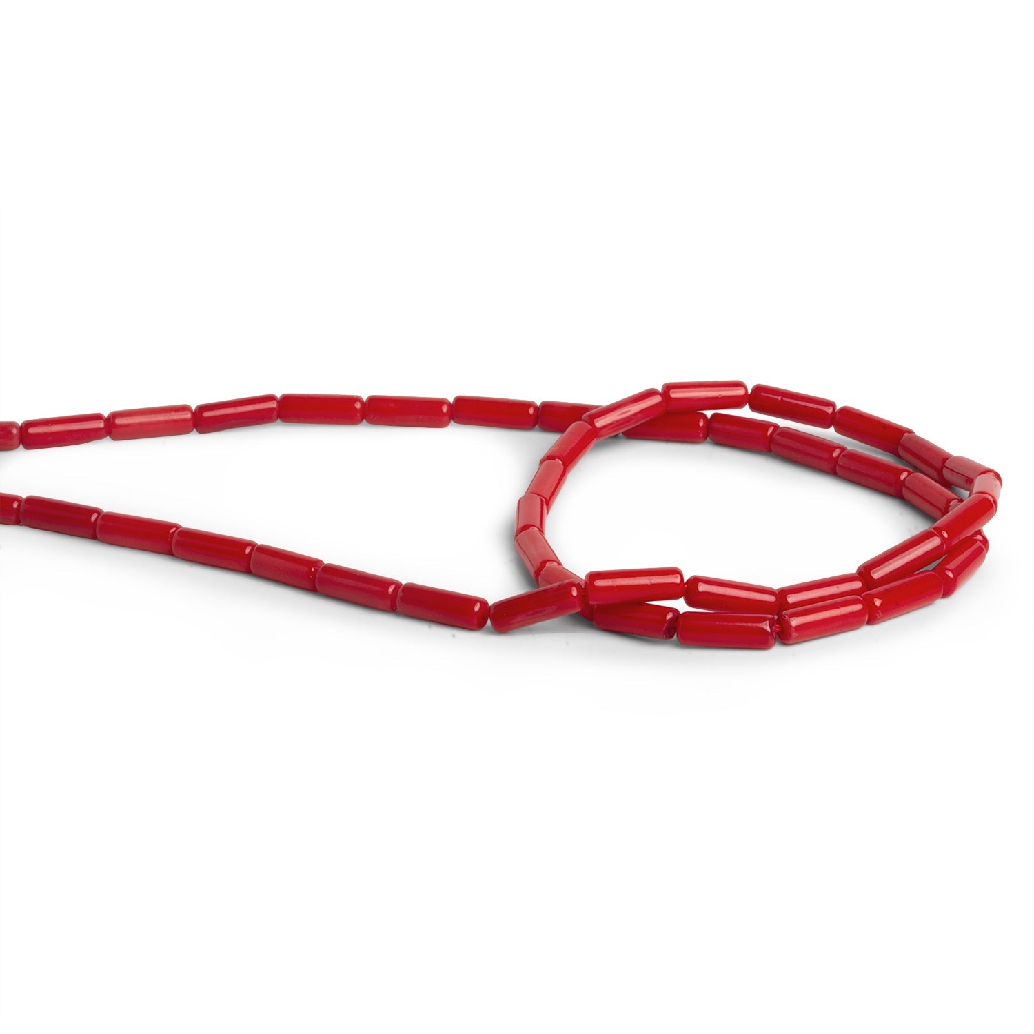 9x3mm Red Coral Tubes 16 inch 44 beads - The Bead Traders