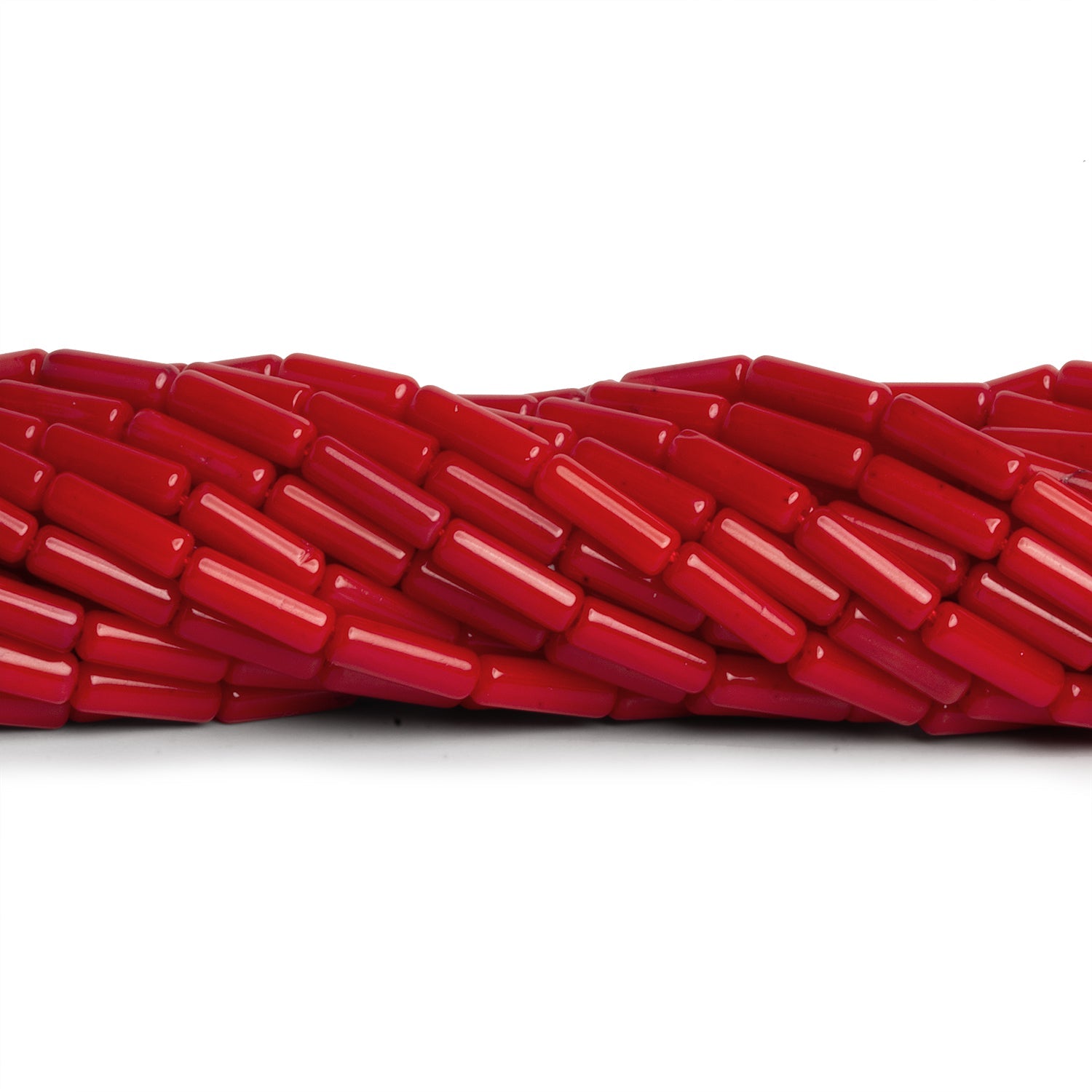 9x3mm Red Coral Tubes 16 inch 44 beads - The Bead Traders