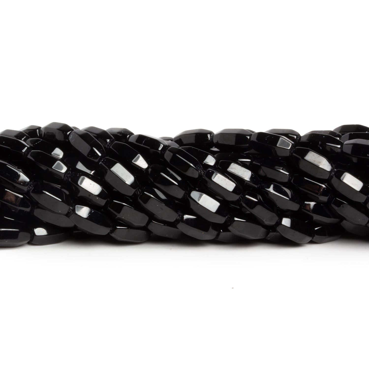 9x4mm Black Onyx Faceted Tubes 15 inch 48 beads - The Bead Traders