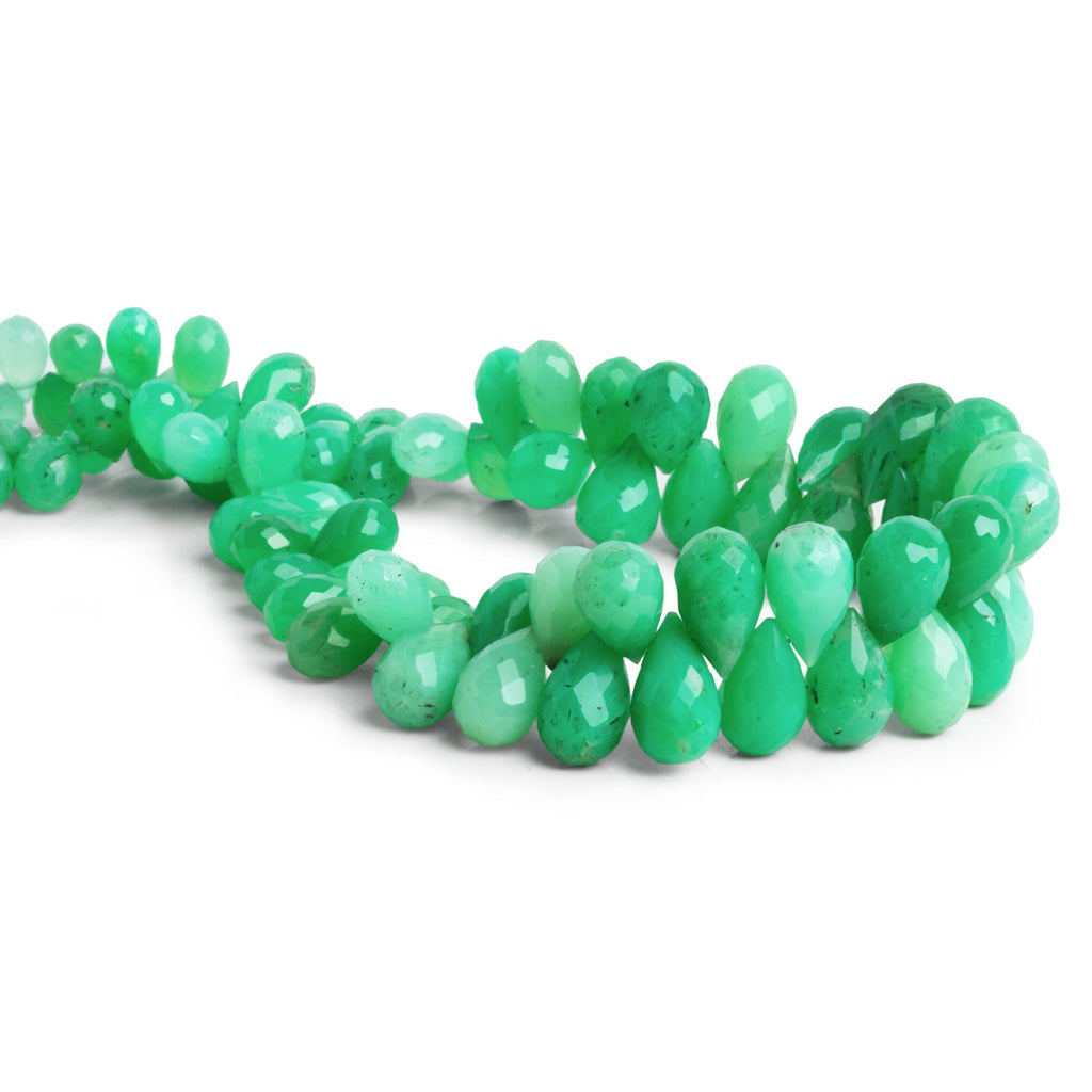 9x5mm Chrysoprase Faceted Teardrops 8 inch 75 beads - The Bead Traders