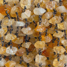 9x5mm Citrine Hammer Faceted Nugget Black Gold Chain 28 beads - The Bead Traders
