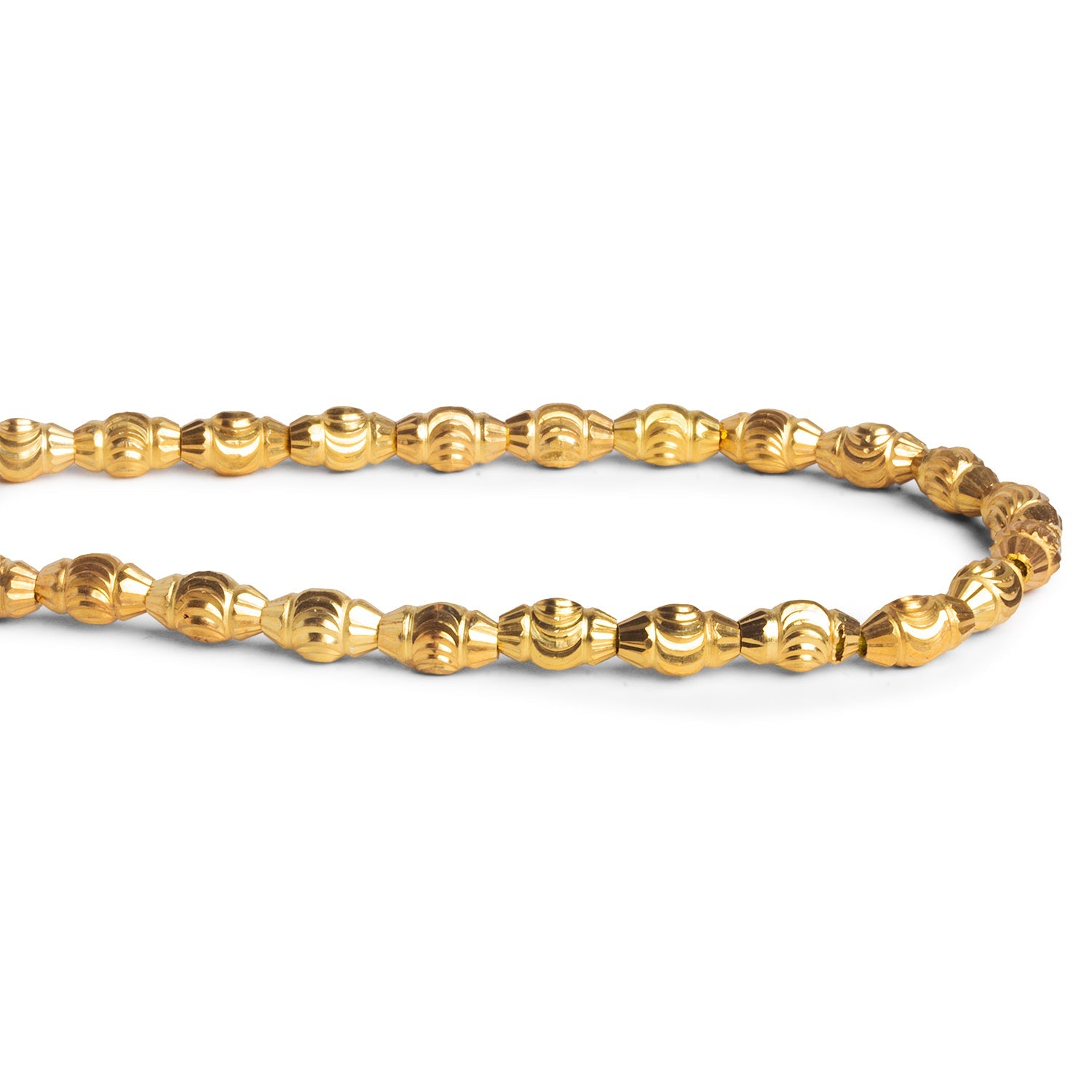 9x5mm Gold Plated Brass Ellipse Cut Bicones 8 inch 21 beads - The Bead Traders