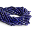 9x5mm Lapis Lazuli Handcut Tubes 12 inch 24 beads - The Bead Traders