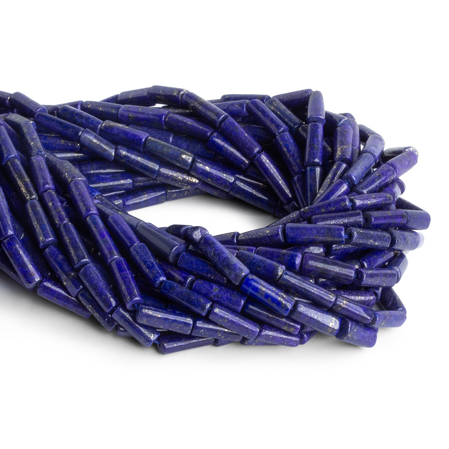 9x5mm Lapis Lazuli Handcut Tubes 12 inch 24 beads - The Bead Traders