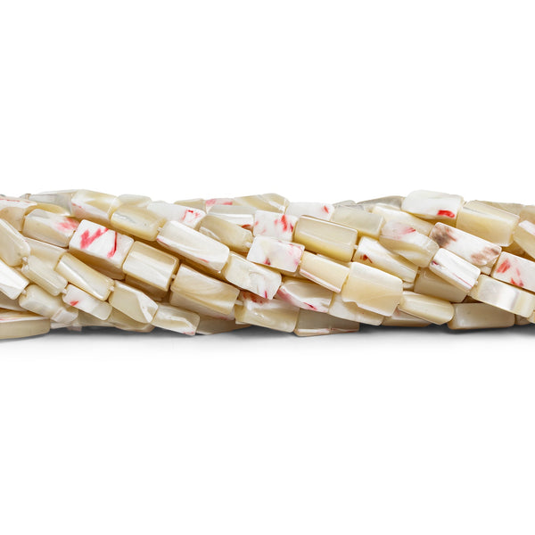 9x5mm Mother of Pearl Plain Rectangles 14 inch 33 beads