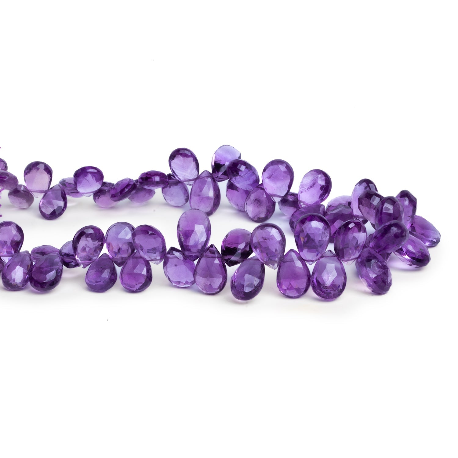 9x6mm Amethyst Faceted Pears 8 inch 53 beads - The Bead Traders