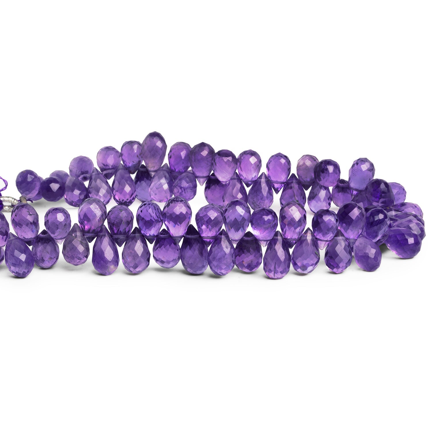 9x6mm Amethyst Faceted Teardrops 8 inch 65 beads - The Bead Traders