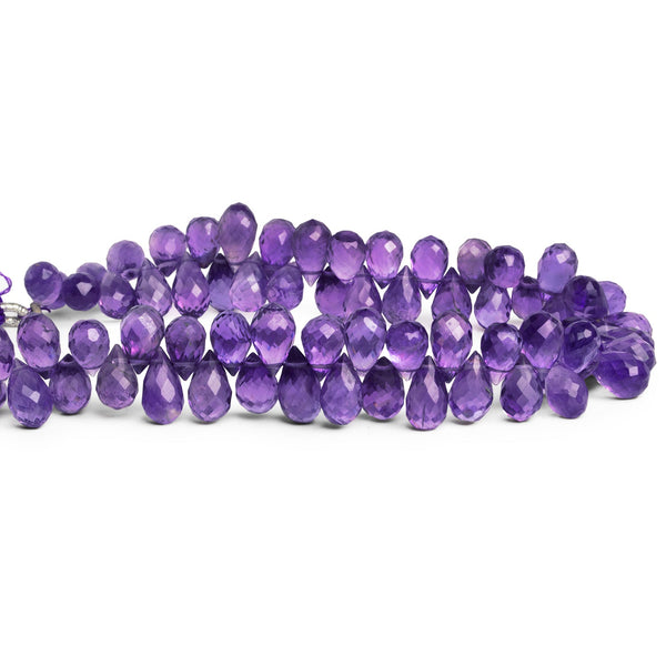 9x6mm Amethyst Faceted Teardrops 8 inch 65 beads