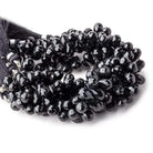 9x6mm Black Tourmaline Faceted Tear Drops 6.5 inch 48 beads - The Bead Traders