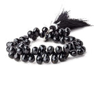 9x6mm Black Tourmaline Faceted Tear Drops 6.5 inch 48 beads - The Bead Traders