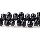 9x6mm Black Tourmaline Faceted Tear Drops 6.5 inch 48 beads - The Bead Traders
