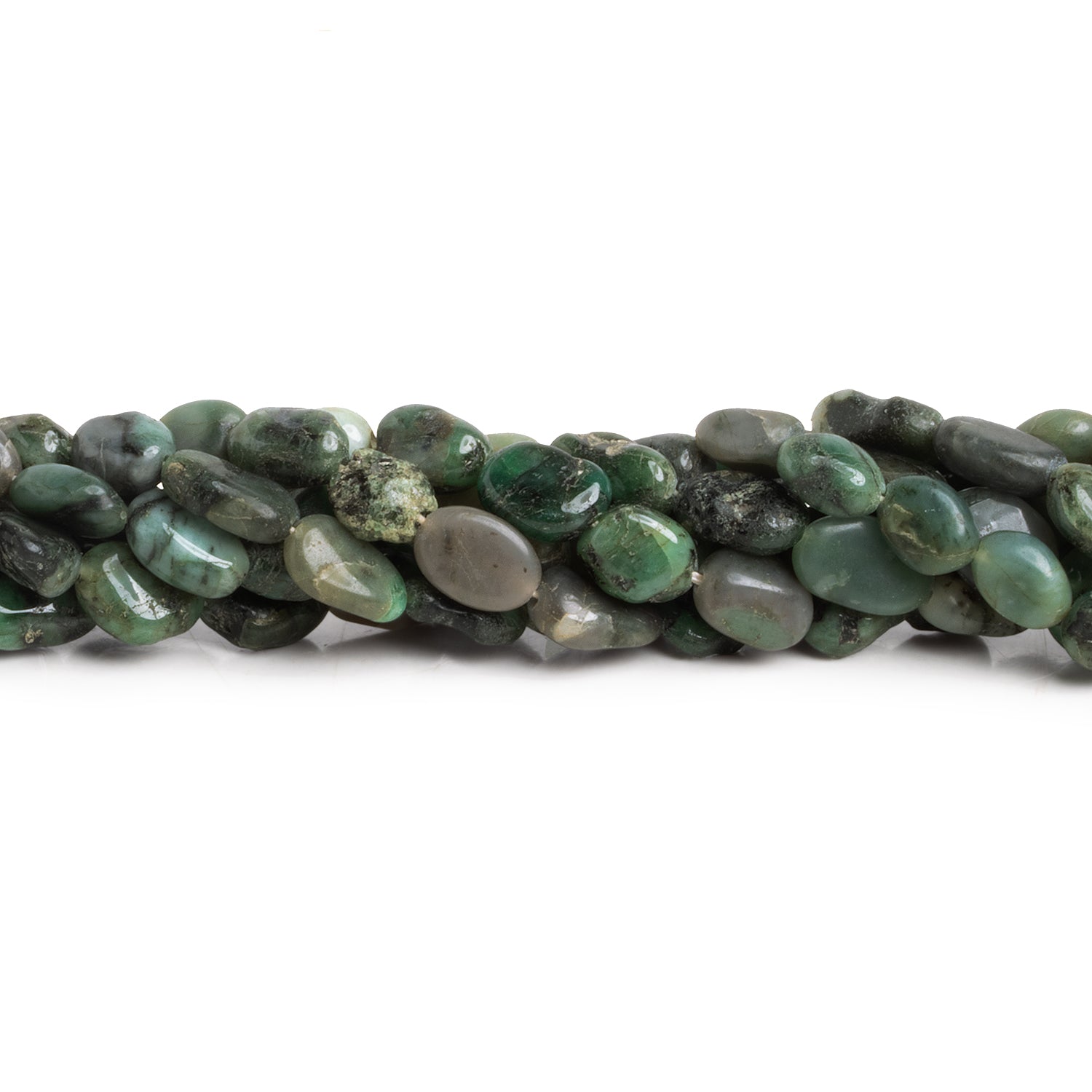 9x6mm Emerald Handcut Plain Ovals 12 inch 35 beads - The Bead Traders