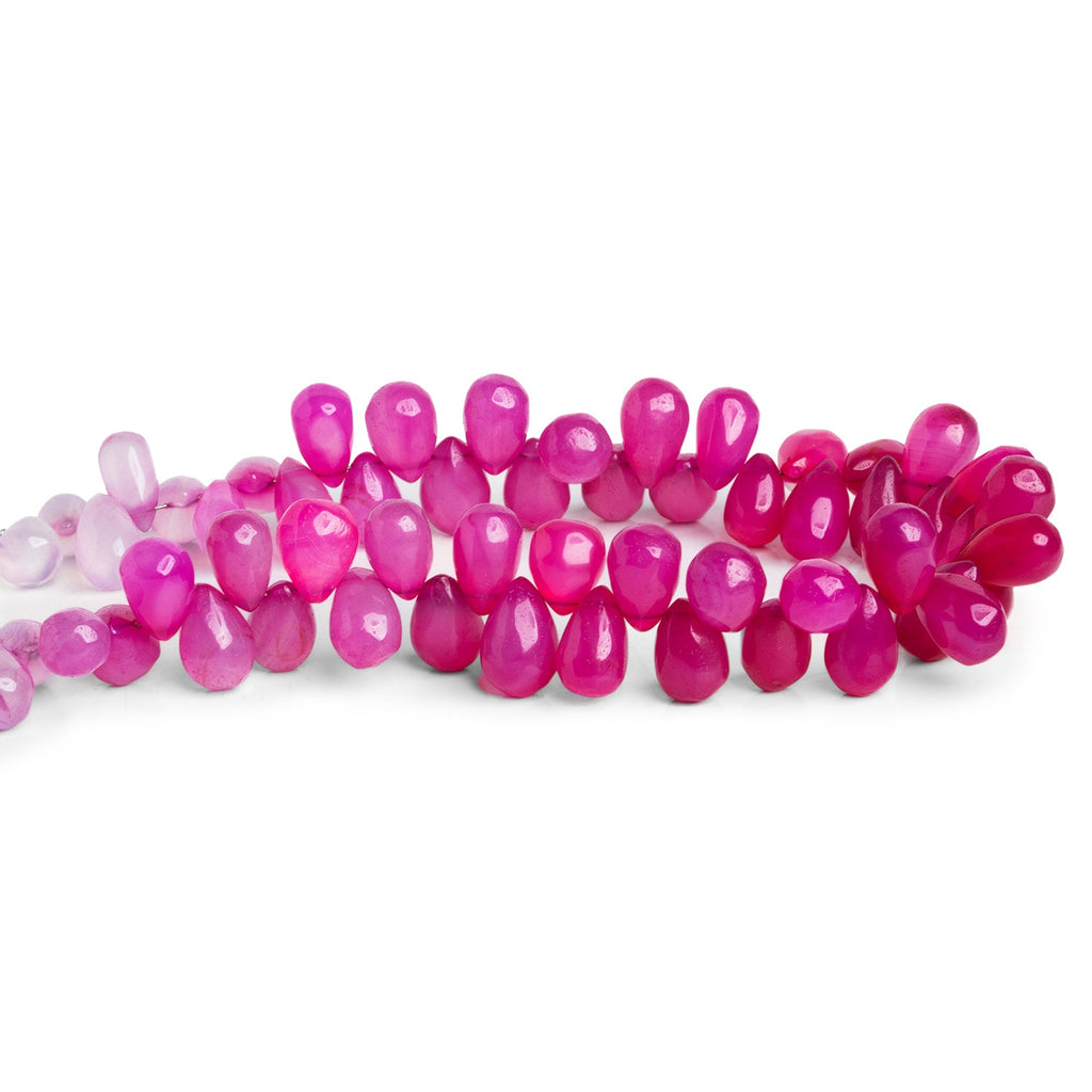 9x6mm Hot Pink Chalcedony Plain Teardrops 8 inch 53 beads - The Bead Traders
