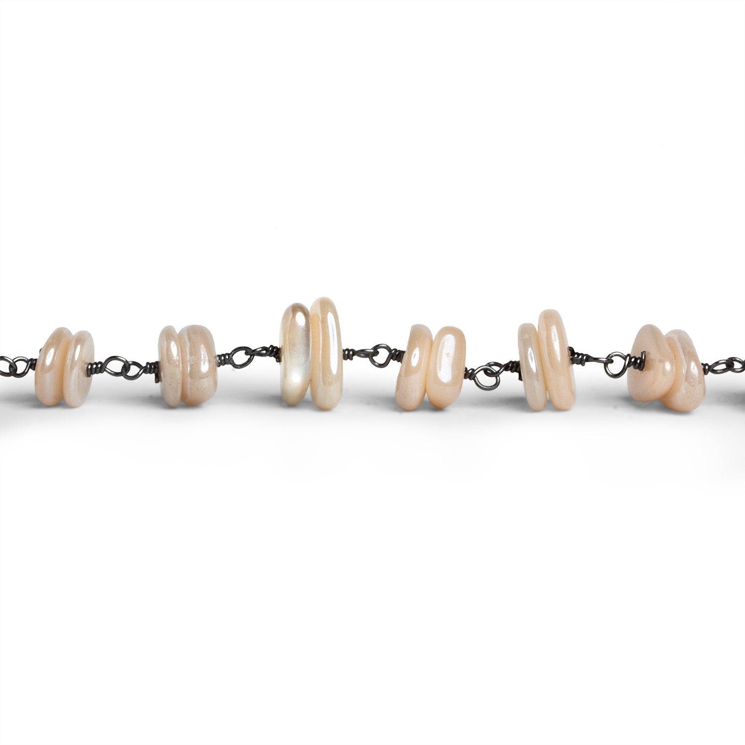 9x6mm Mystic Moonstone Double Chip Black Gold Chain 60 beads - The Bead Traders