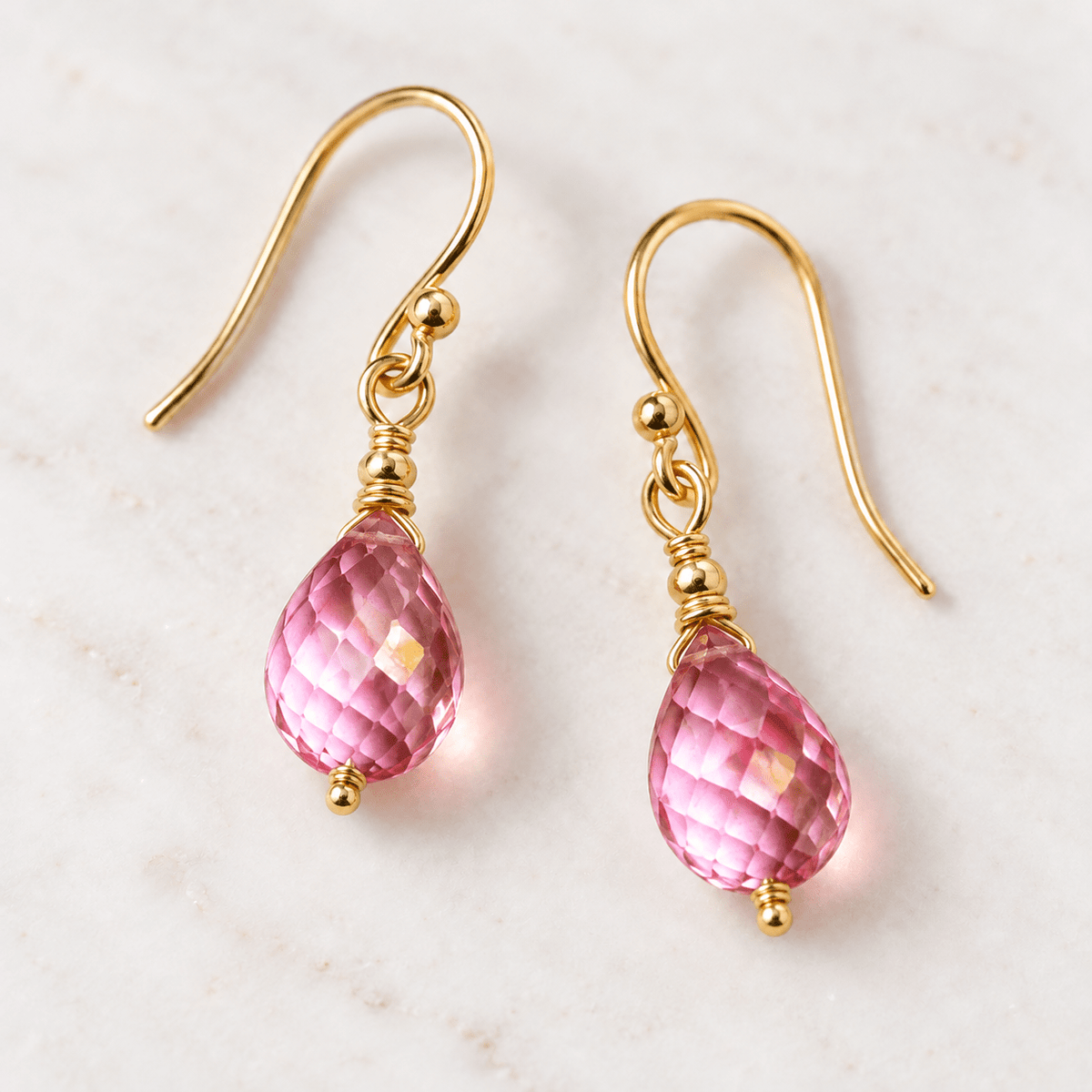 9x6mm Mystic Pink Topaz Teardrop Focals 2 Beads - The Bead Traders
