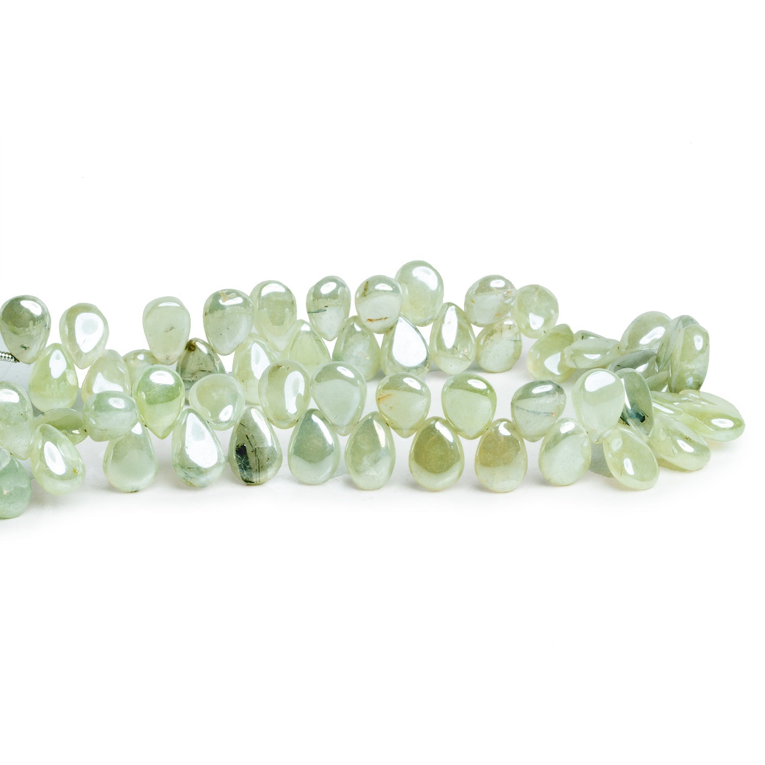 9x6mm Mystic Prehnite Plain Pears 8 inch 53 beads - The Bead Traders