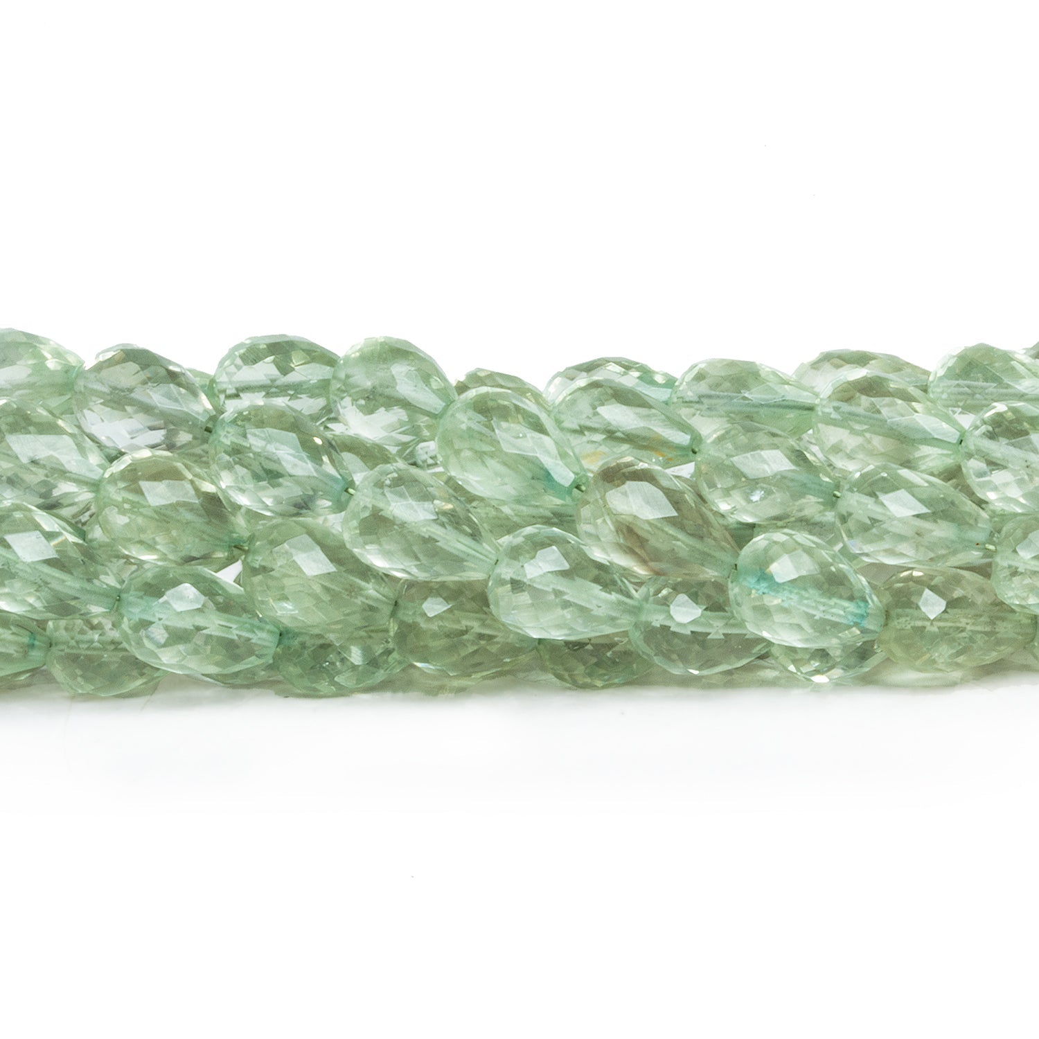 9x6mm Prasiolite Faceted Teardrops 7.5 inch 21 beads - The Bead Traders