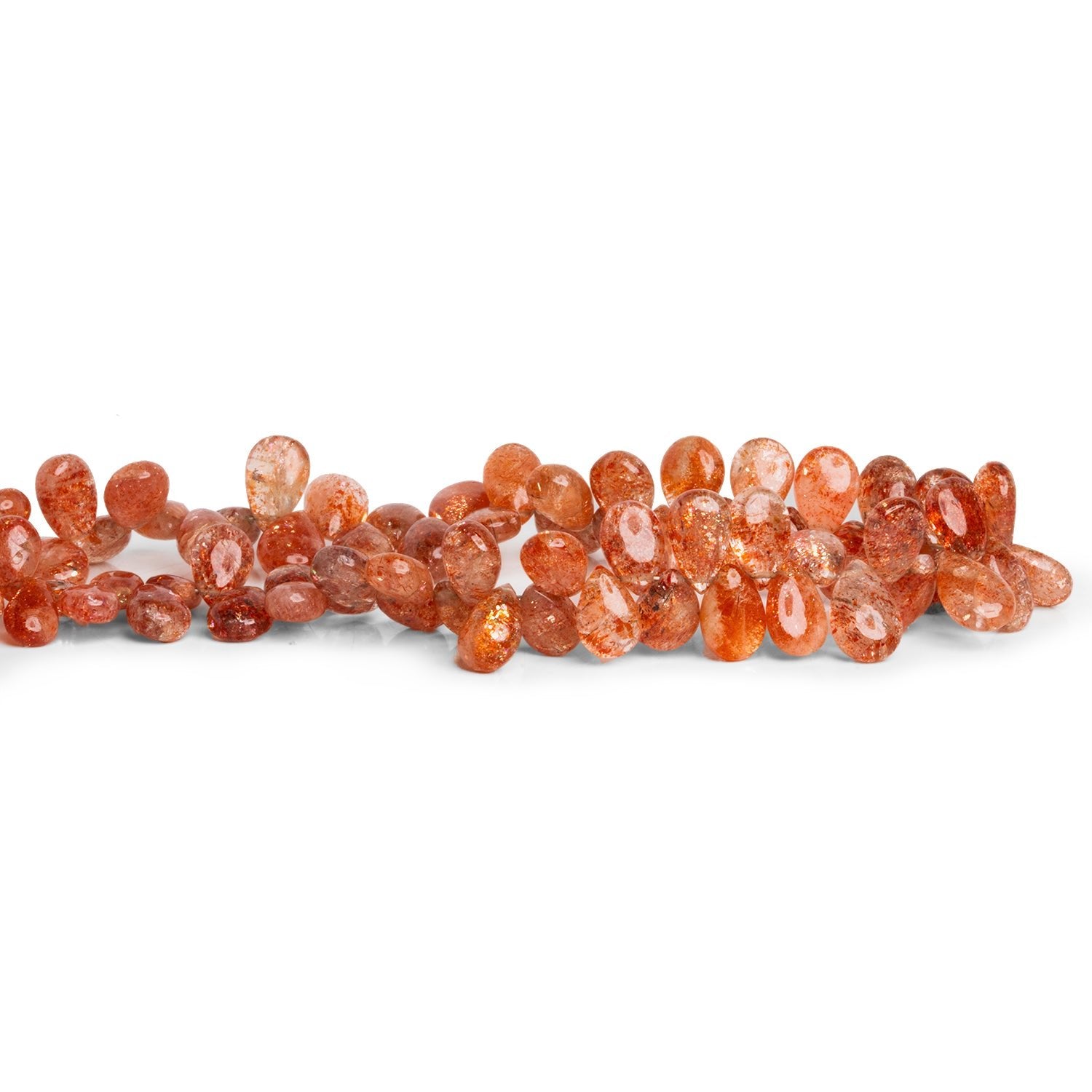 9x6mm Sunstone Plain Pears 9.5 inch 70 beads - The Bead Traders