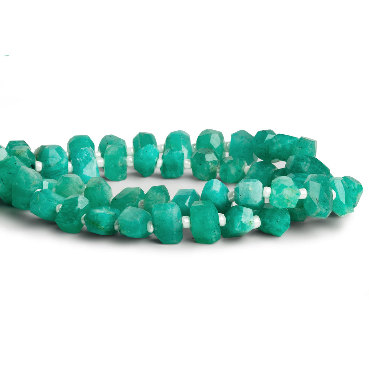 9x7mm Amazonite Faceted Nuggets 7.5 inch 25 beads - The Bead Traders