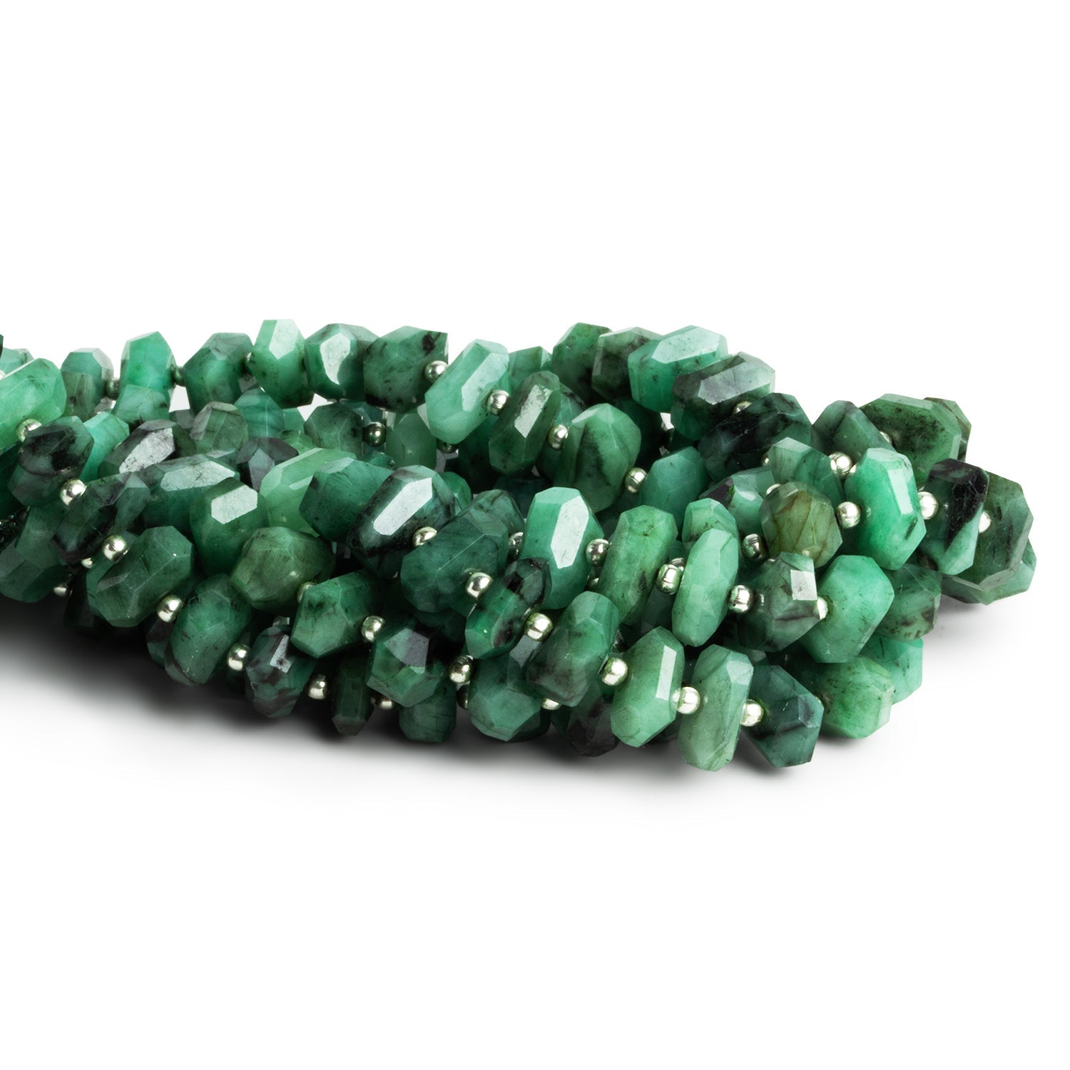 9x7mm Brazilian Emerald Faceted Nuggets 7.5 inch 30 beads - The Bead Traders