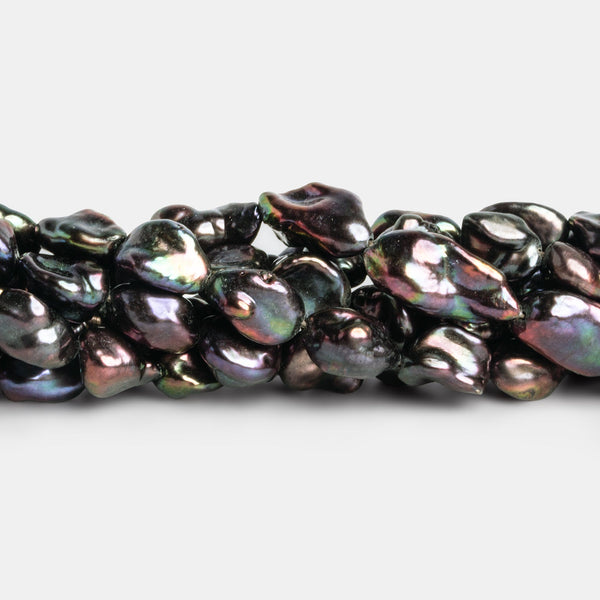 9x7mm Brown Peacock Keshi Pearls 15 inch 28 beads