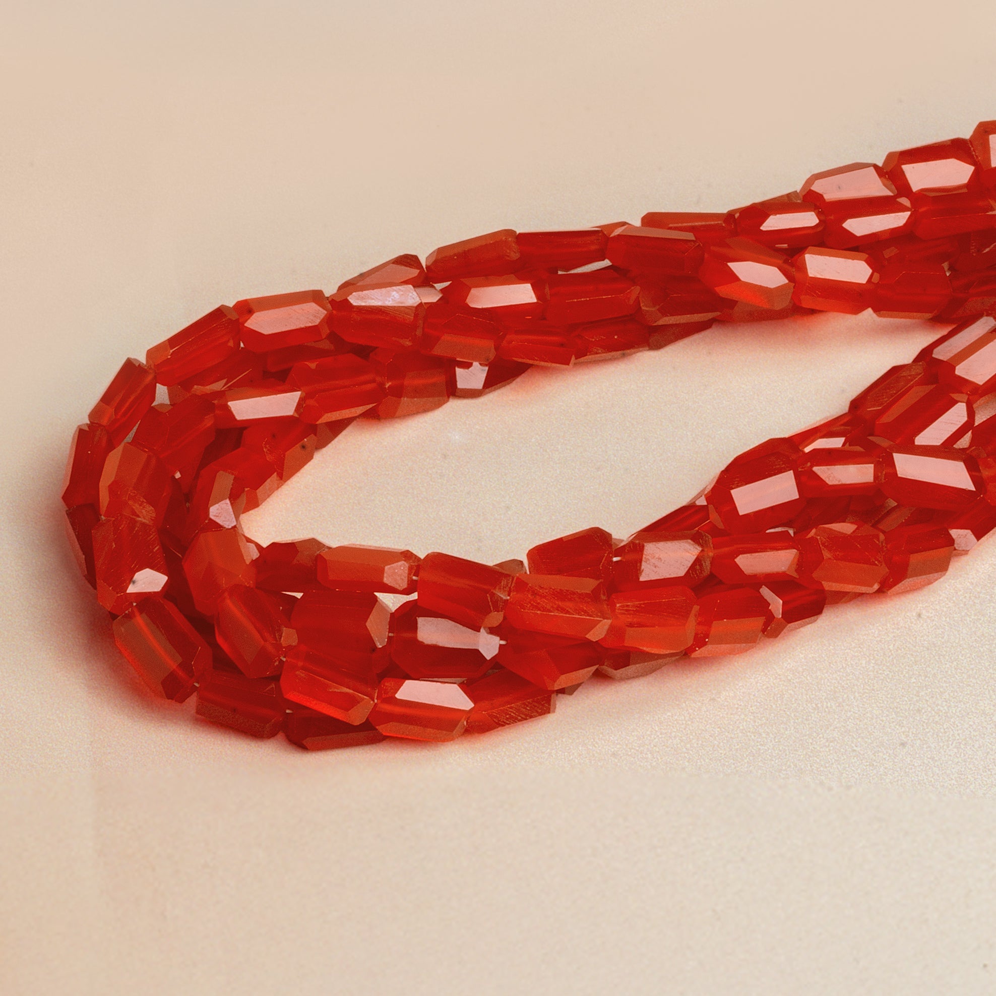 9x7mm Carnelian Faceted Nuggets 14 inch 36 beads - The Bead Traders