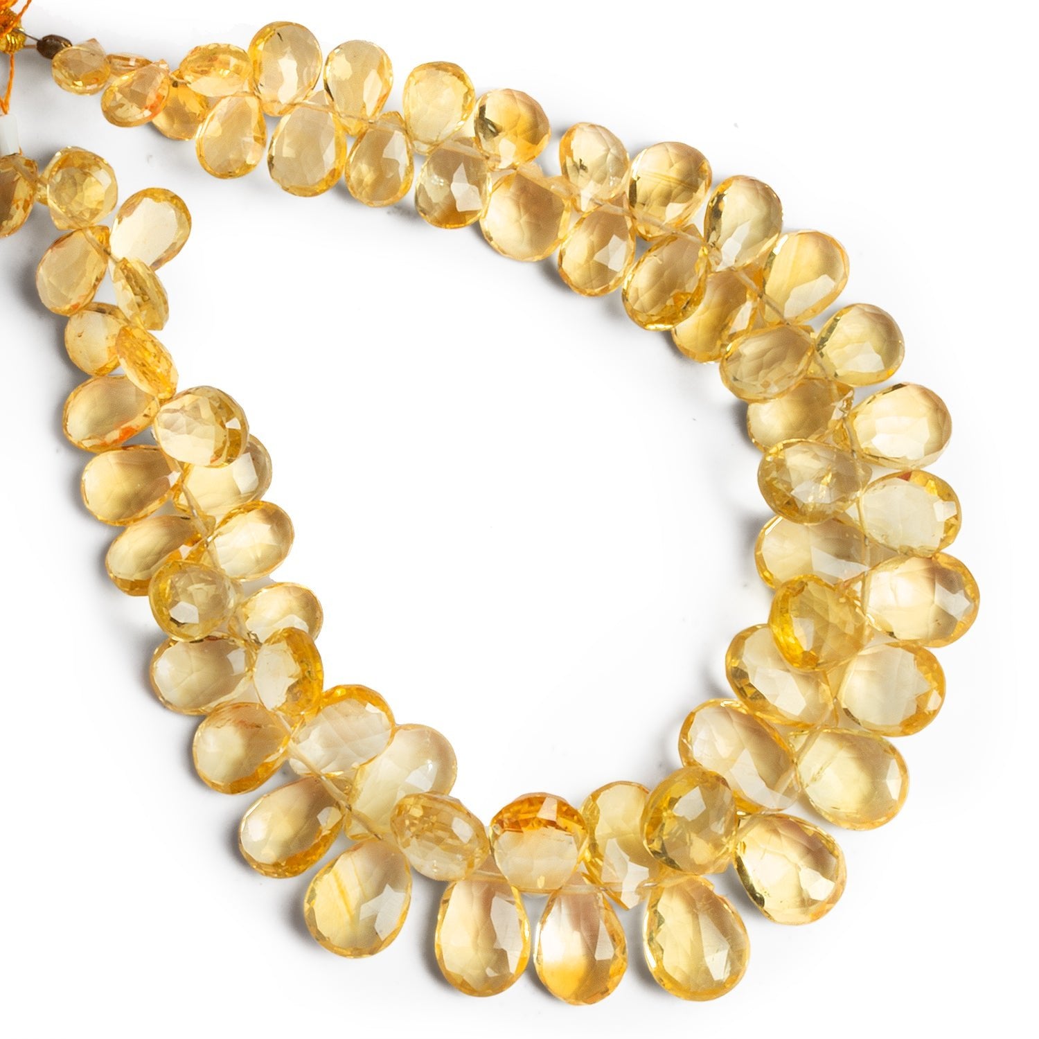 9x7mm Citrine Faceted Pears 8 inch 61 beads - The Bead Traders